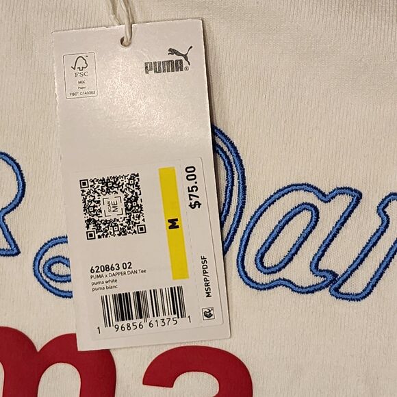 Puma x Dapper Dan With Love From Harlem White T-Shirt Men's Medium 620863-02 - Picture 7 of 7